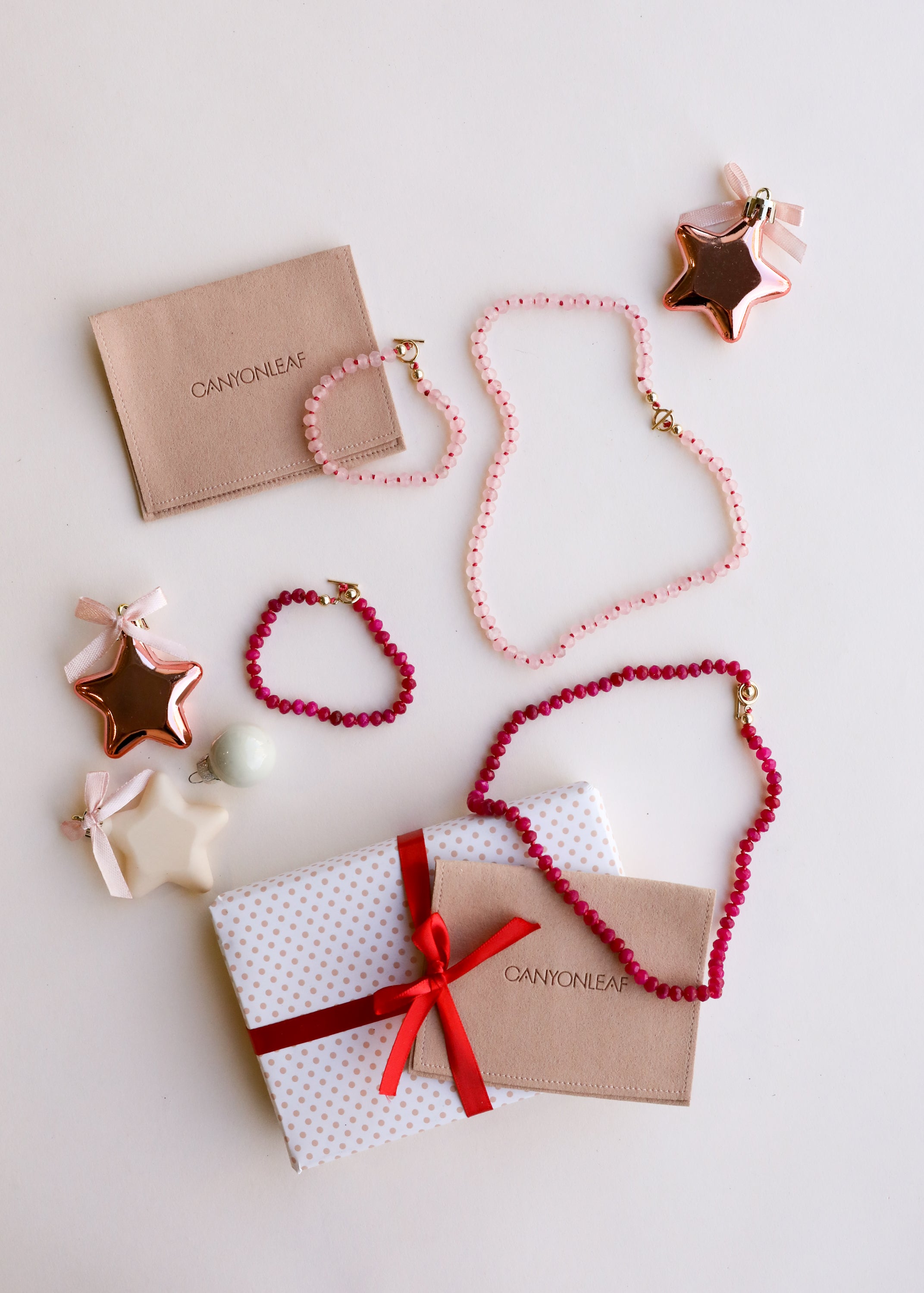 CanyonLeaf Natural Rose Quartz + 14k Gold Filled Toggle || Gemstone Necklace — lifestyle worn / used context