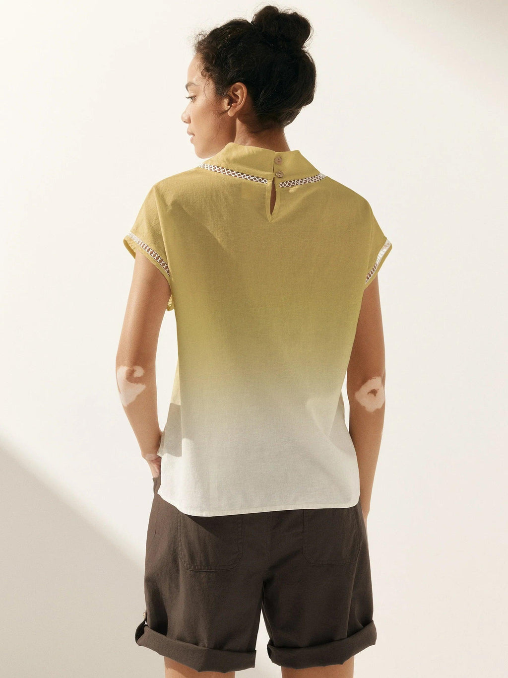 LINTICO Linen Cutout Turtleneck Top QUINN — main product shot