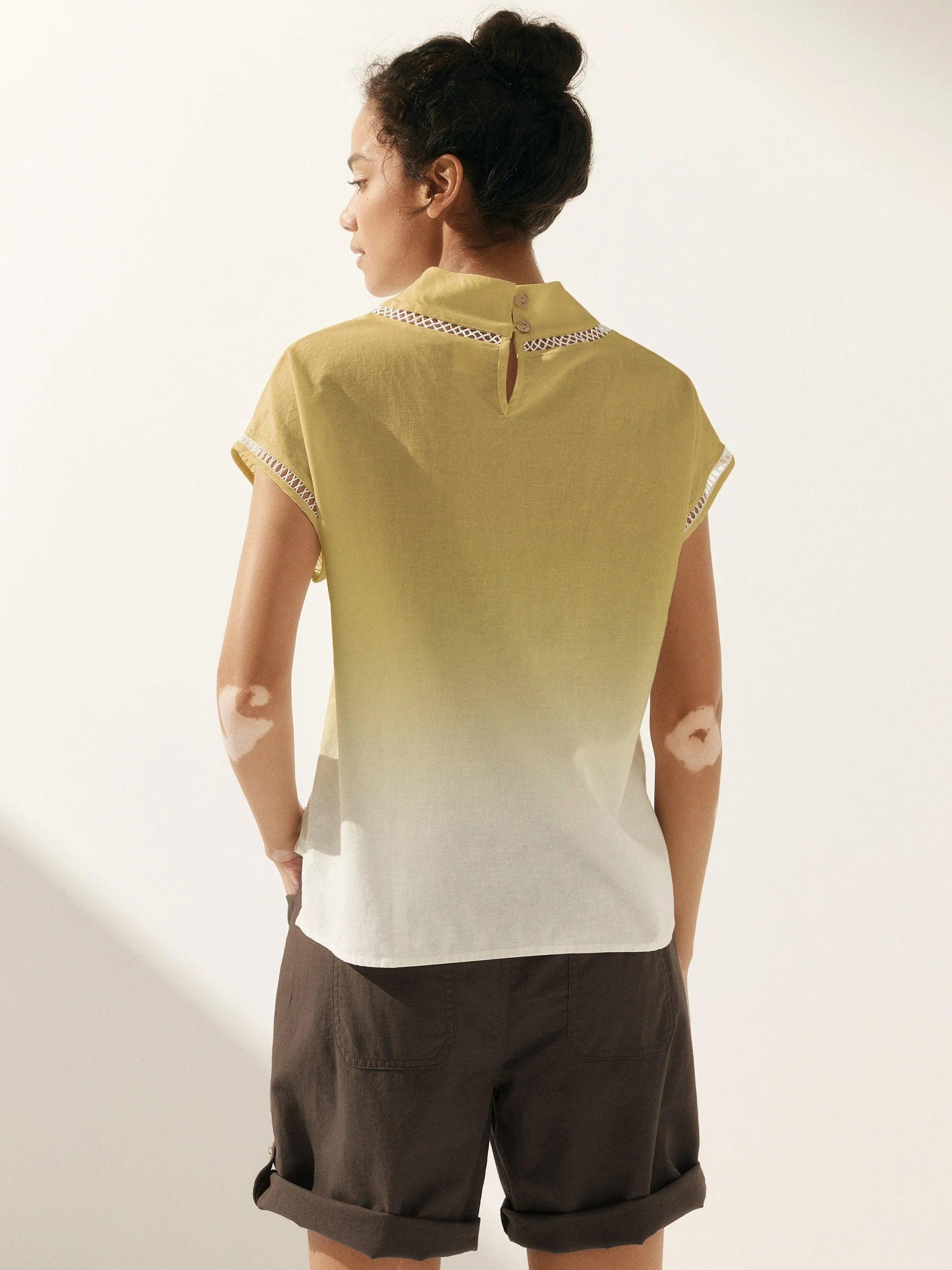 LINTICO Linen Cutout Turtleneck Top QUINN — main product shot