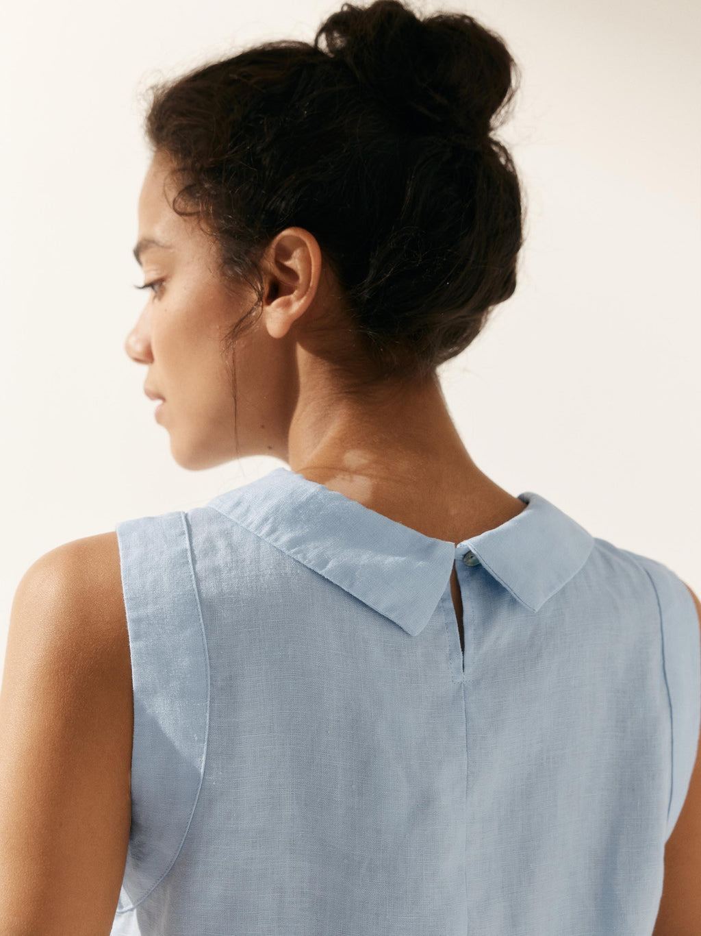 LINTICO 100% Linen Draped Collar Tank Top — main product shot