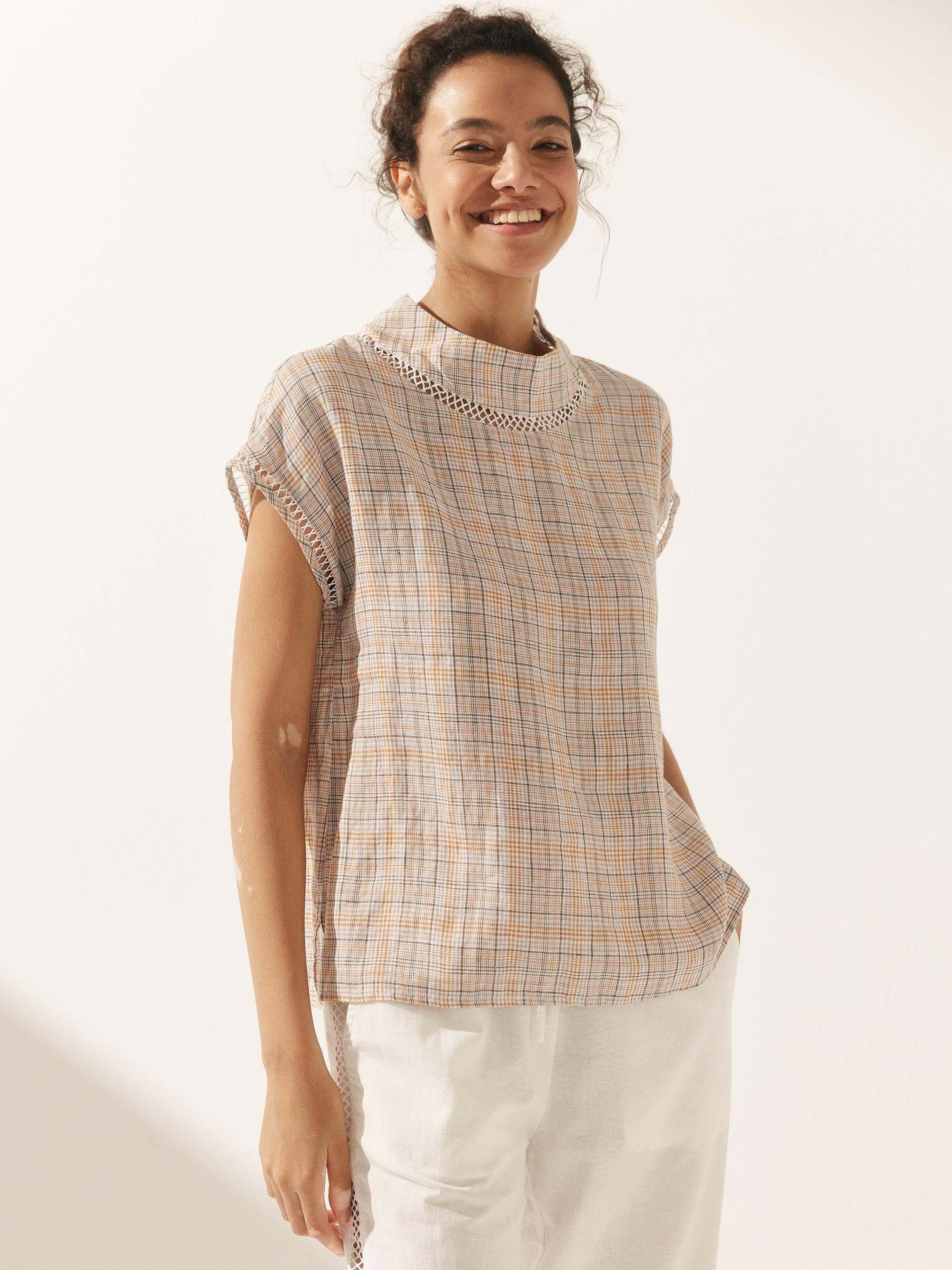 LINTICO Linen Cutout Turtleneck Top QUINN — comparison shot