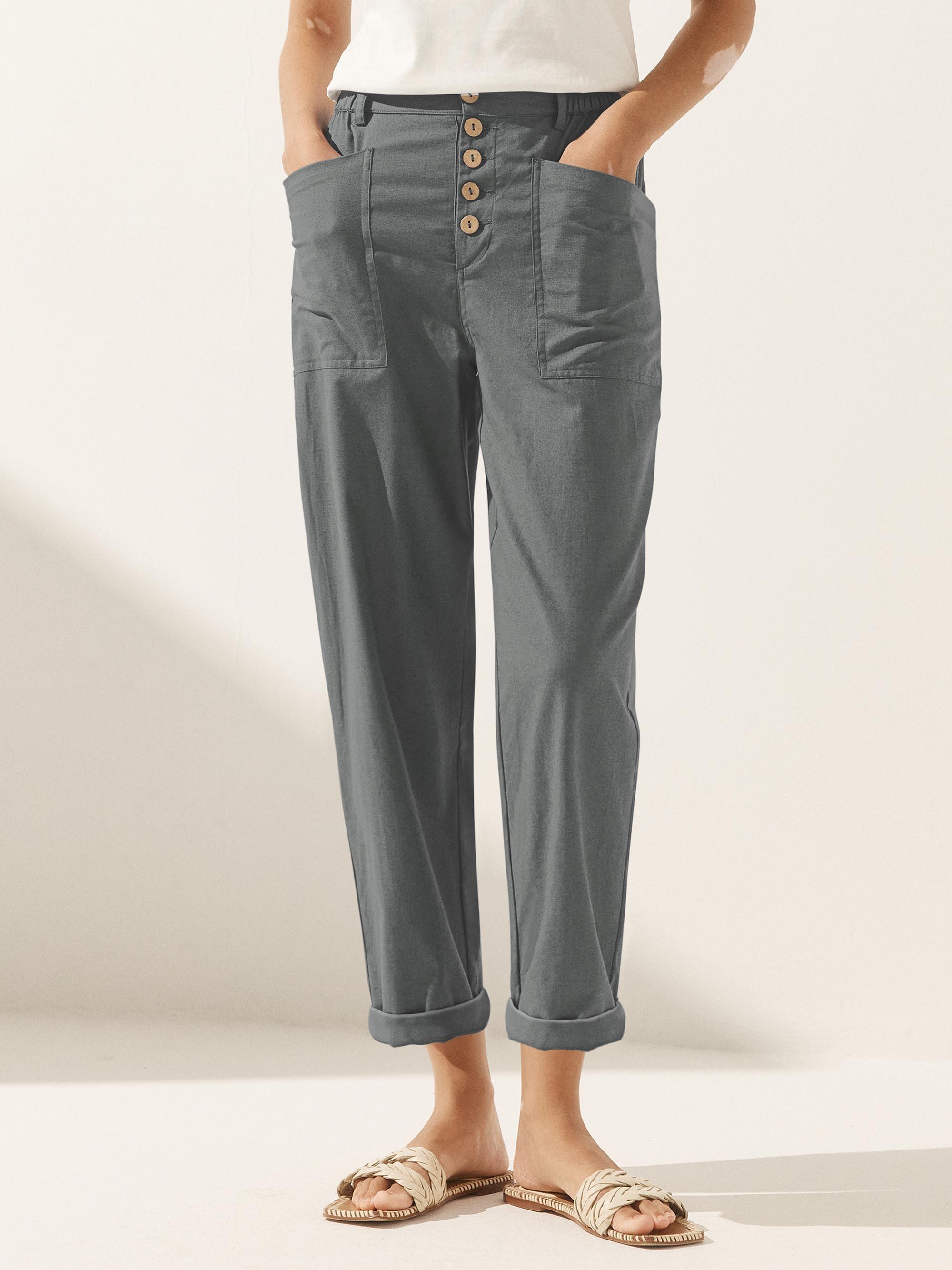 LINTICO Linen Simple Button Fly Trousers HEIDI — size reference
