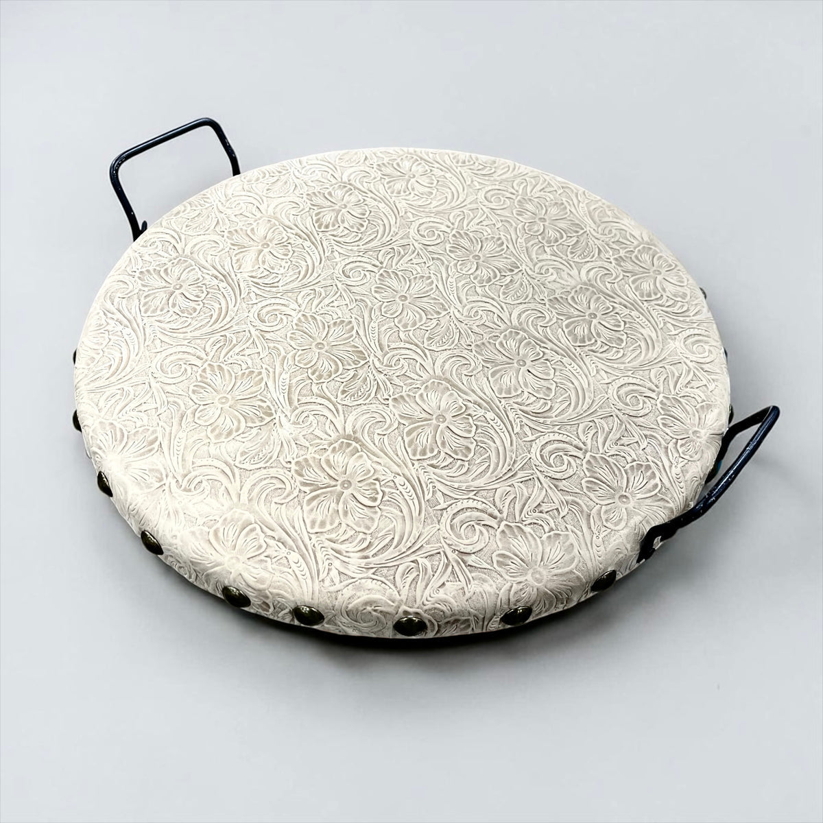 Tooled Genuine Round Wood Trays