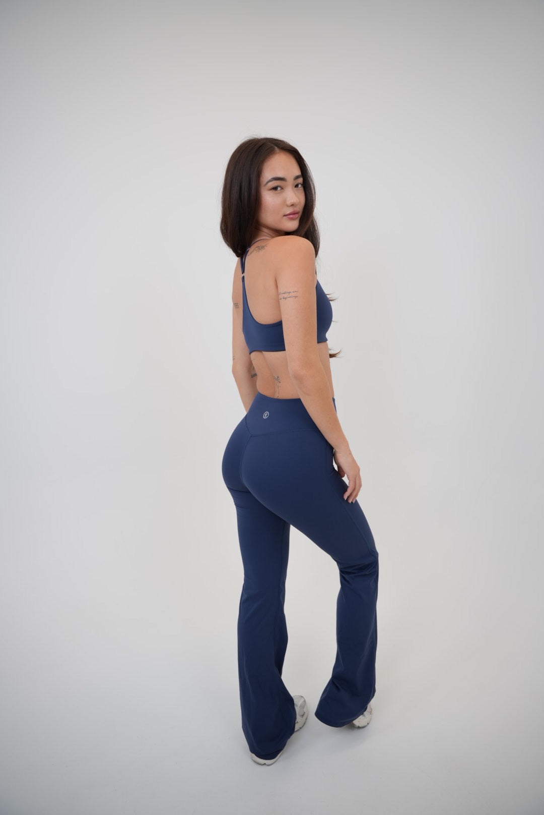 KIMITH BRAND I Live in Luxury Navy Blue Sports Bra — alternative angle