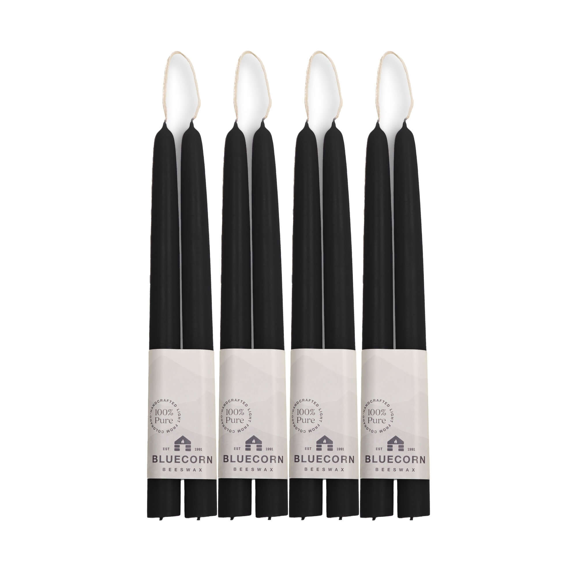 Bluecorn Candles Hand-Dipped Beeswax Taper Candles - Bulk 4-Pair Bundle — size reference
