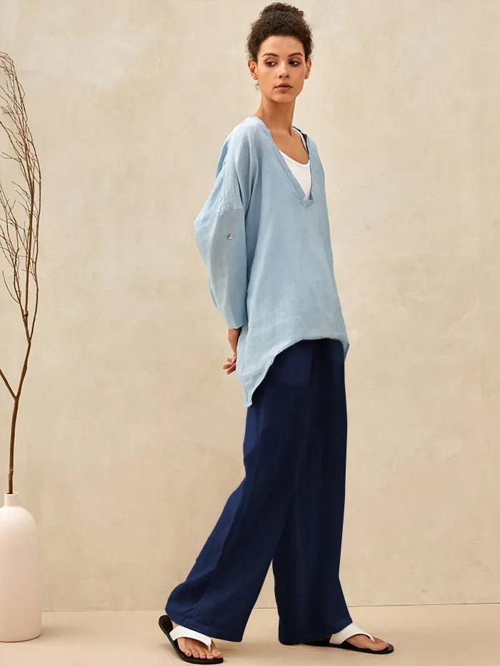 LINTICO 100% Linen Classic Pants LYON — fabric or material detail