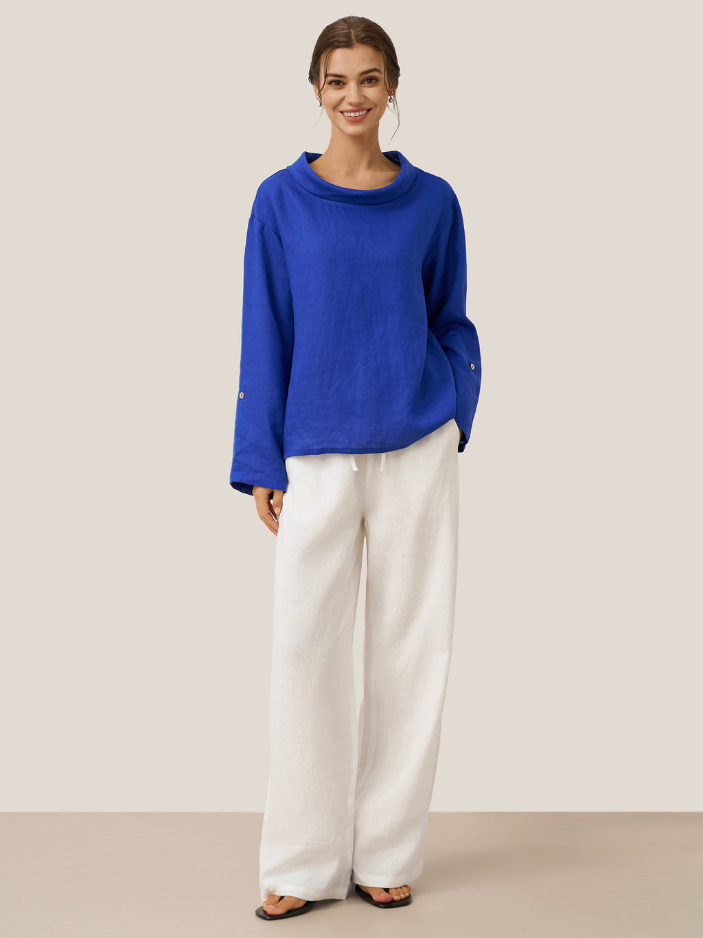LINTICO 100% Linen Classic Pants LYON — lifestyle context