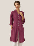 LINTICO 100% Linen Hand Button Long Top DILLON — detail shot 8