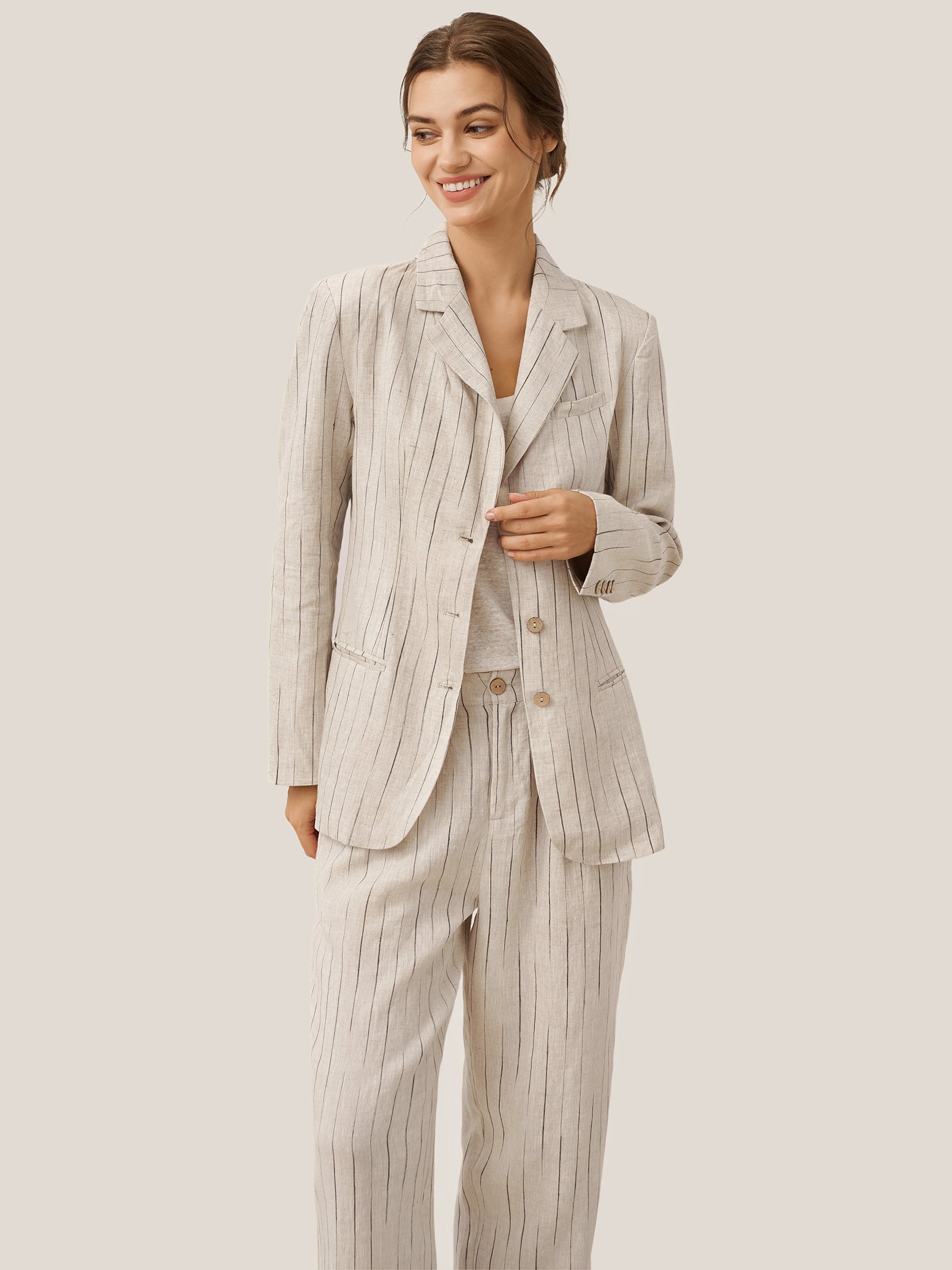 LINTICO LINTICO 100% Linen Sketch Stripe Suit Set ELOISE — main product shot