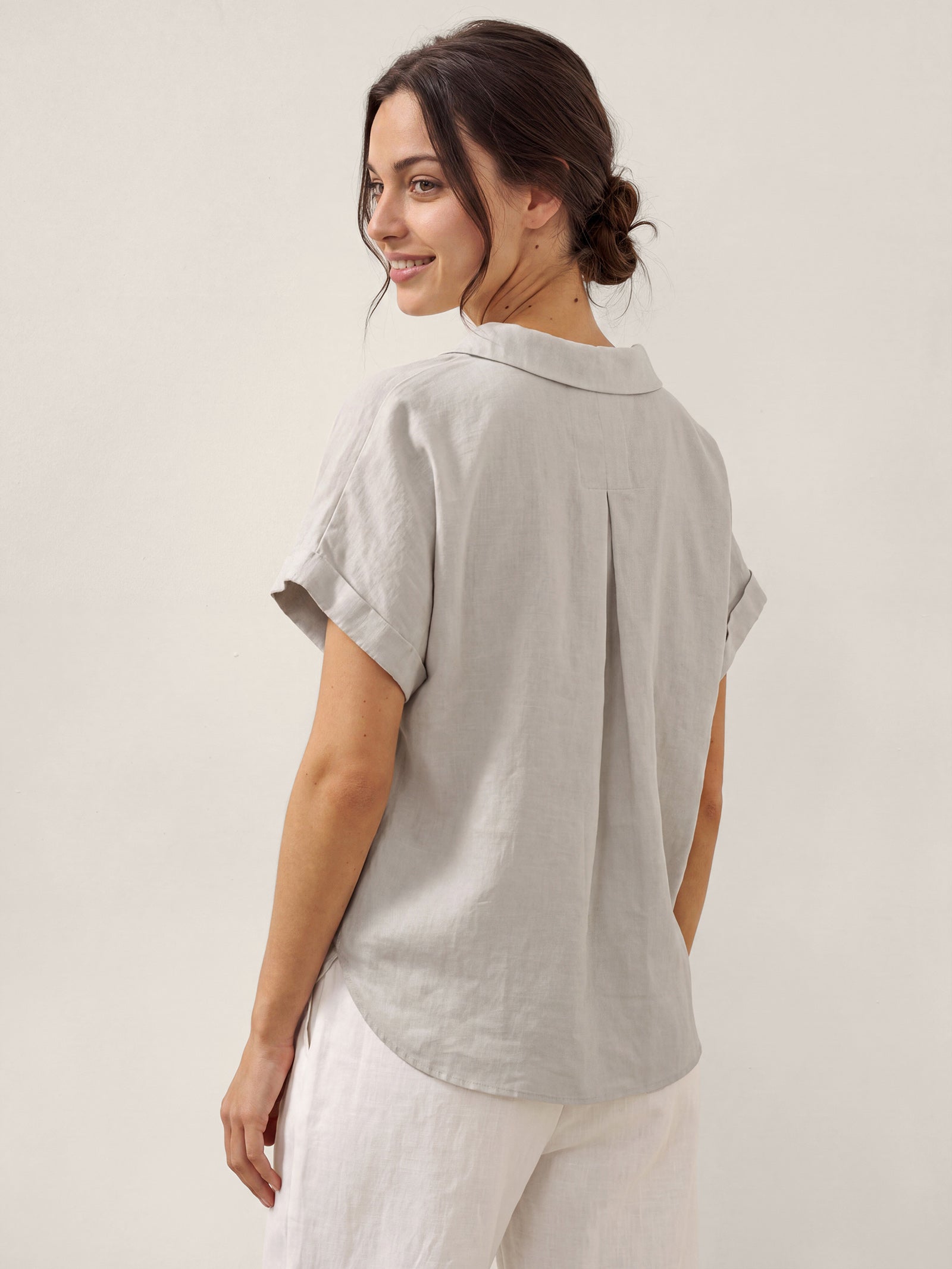 LINTICO 100% Linen Blazer-Inspired Pullover Top DINA — detail shot 7