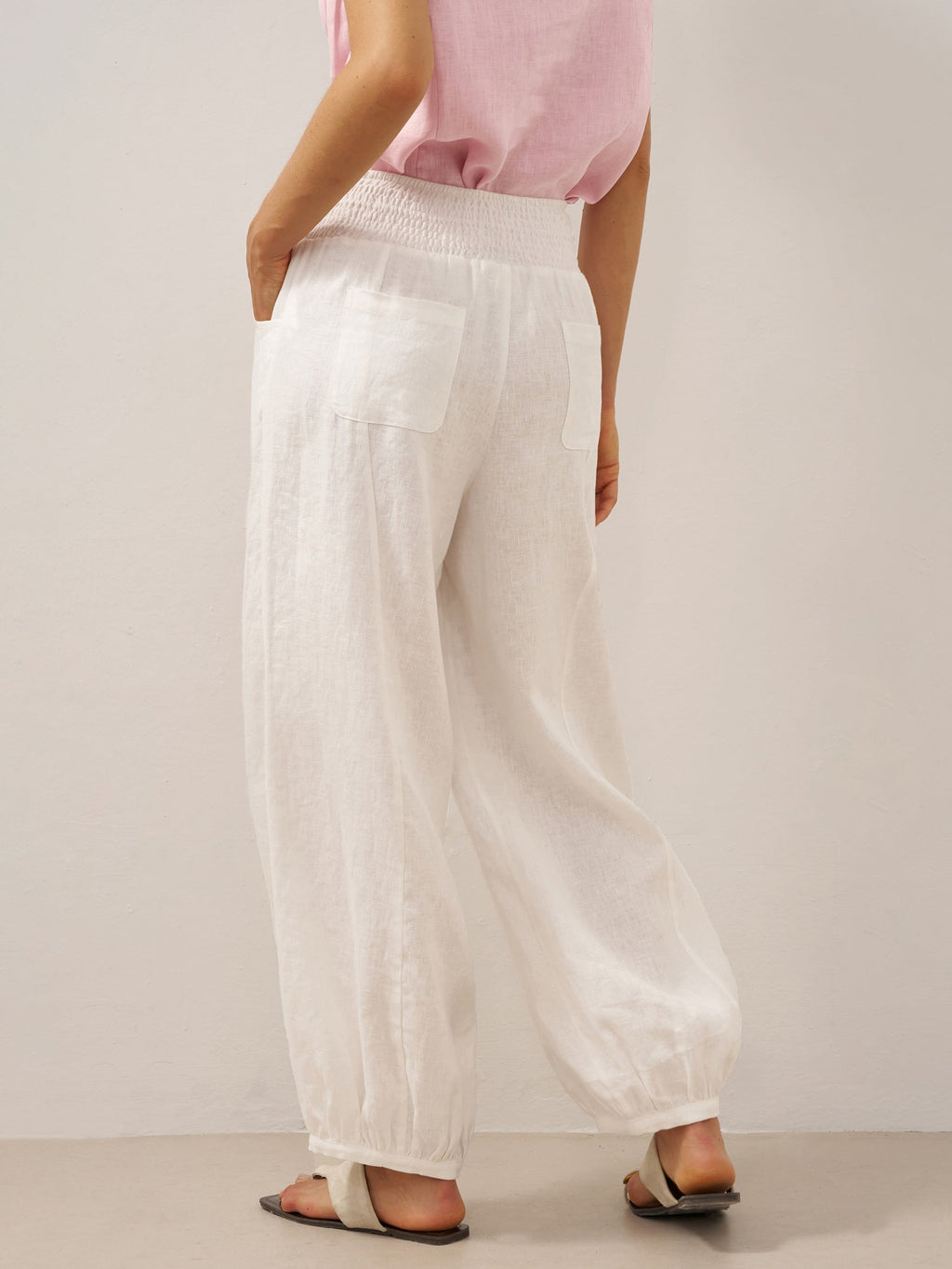 LINTICO 100% Linen Broad Elastic Waistband Pants TALIA — comparison shot
