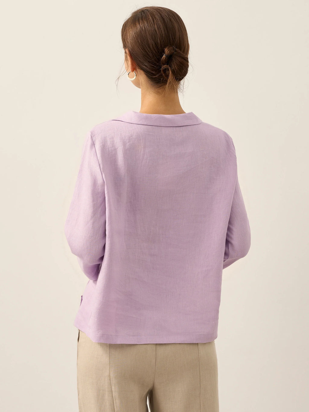 LINTICO Linen Round Soft-Fold Collar Top LAURA — detail shot 10