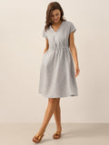LINTICO 100% Linen Striped Elastic-Waist Midi Dress ARIA — main product shot
