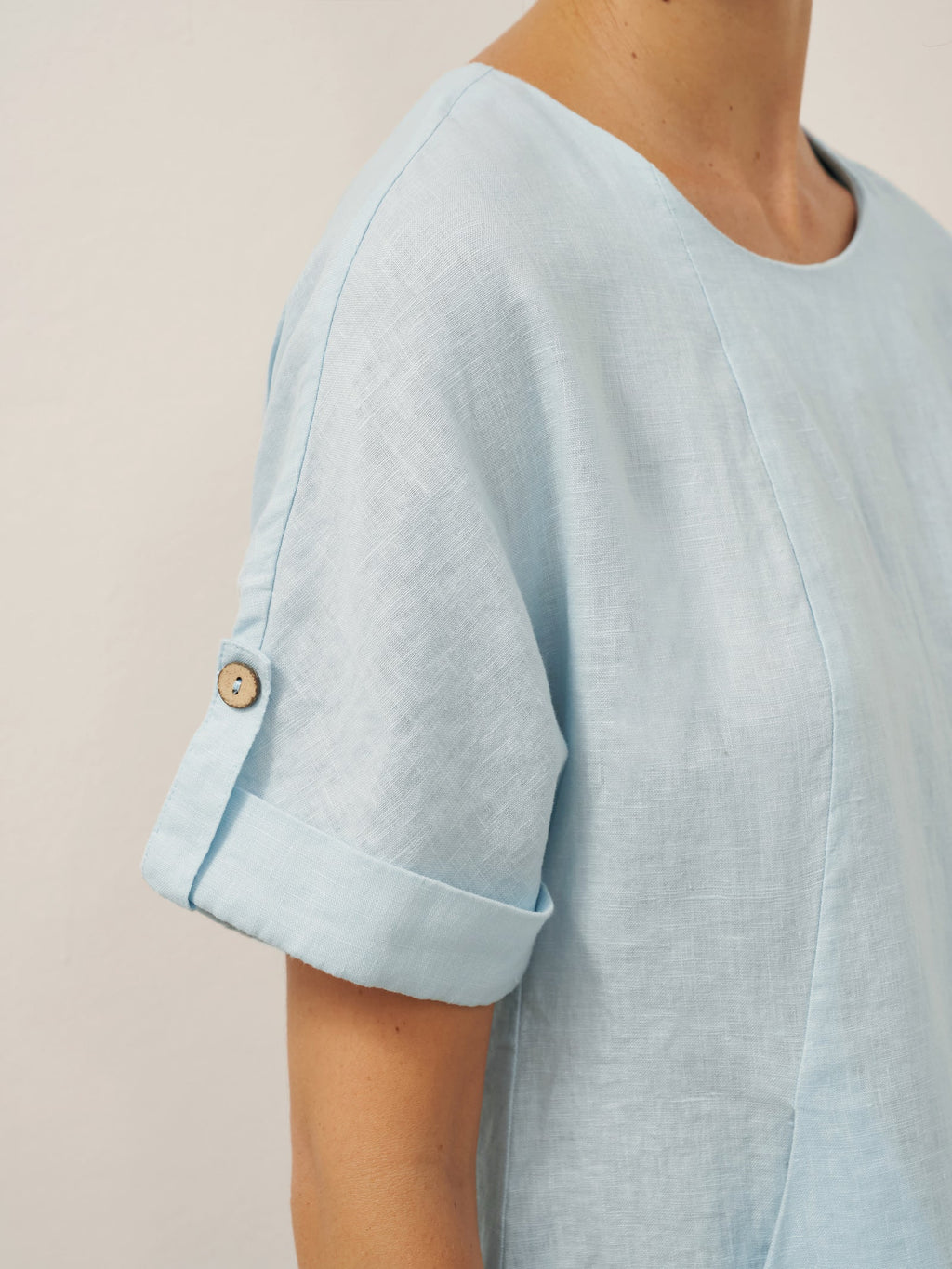 LINTICO 100% Linen Vintage A-Line Button Detail Maxi Dress AMIN — detail shot 8
