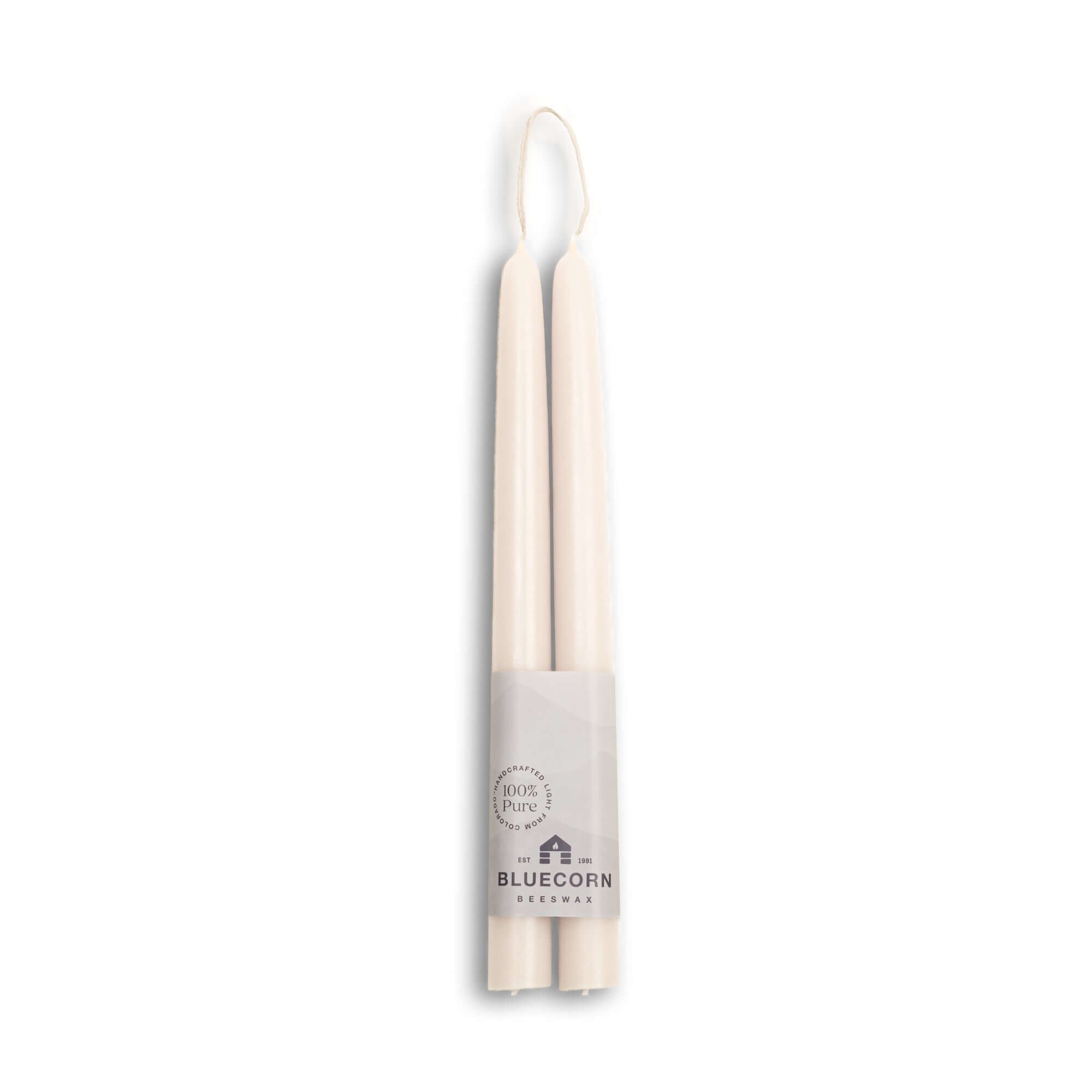 Bluecorn Candles Beeswax Taper Candles - Hand-Dipped - 1 Pair — side view