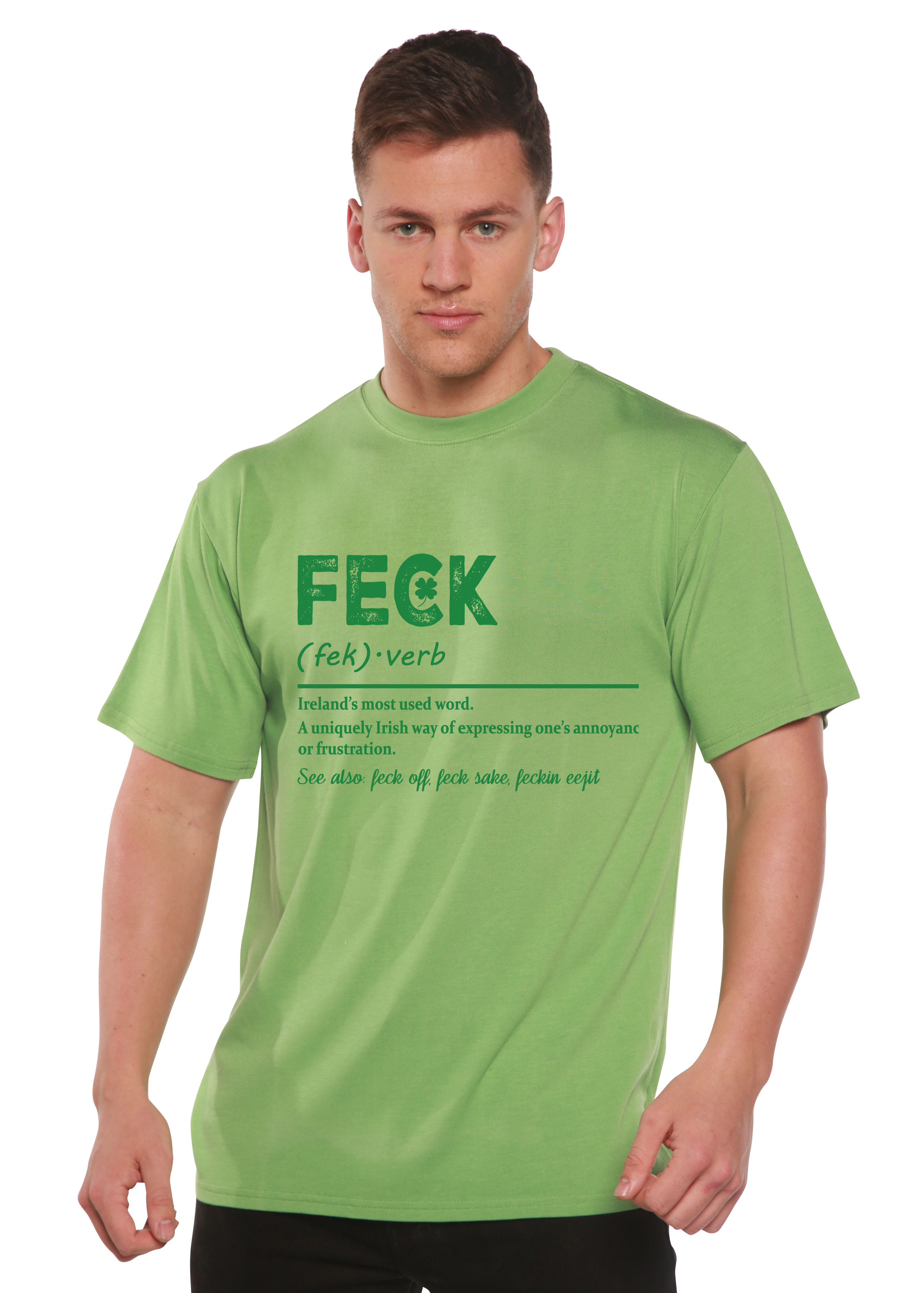 Spun Bamboo Feck Irish St Patricks Day Unisex Bamboo/Cotton Graphic T-Shirt — in-use photo