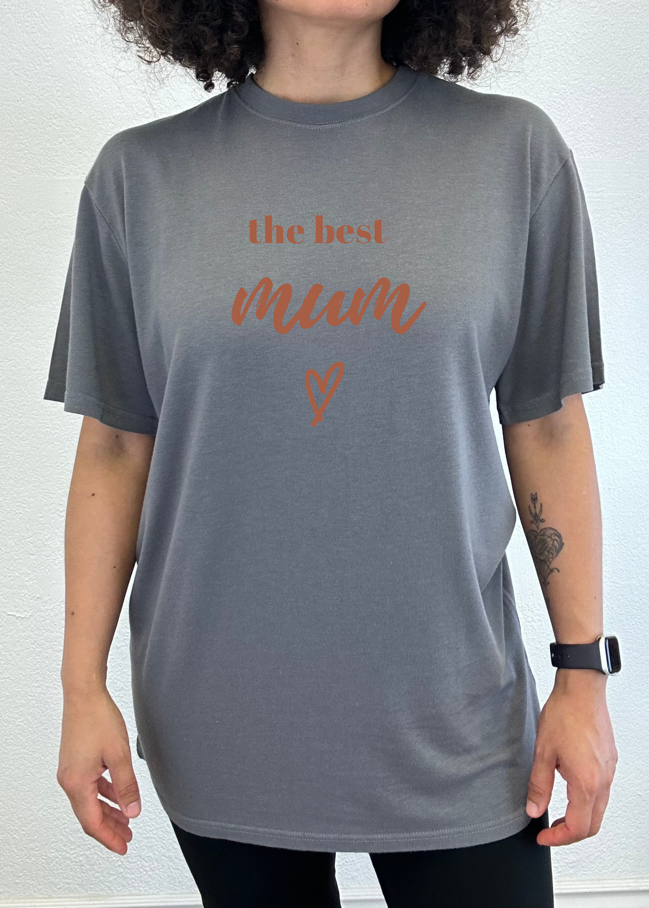 Spun Bamboo The Best Mum Unisex Bamboo Viscose/Organic Cotton Short Sleeve Graphic T-Shirt — product on model