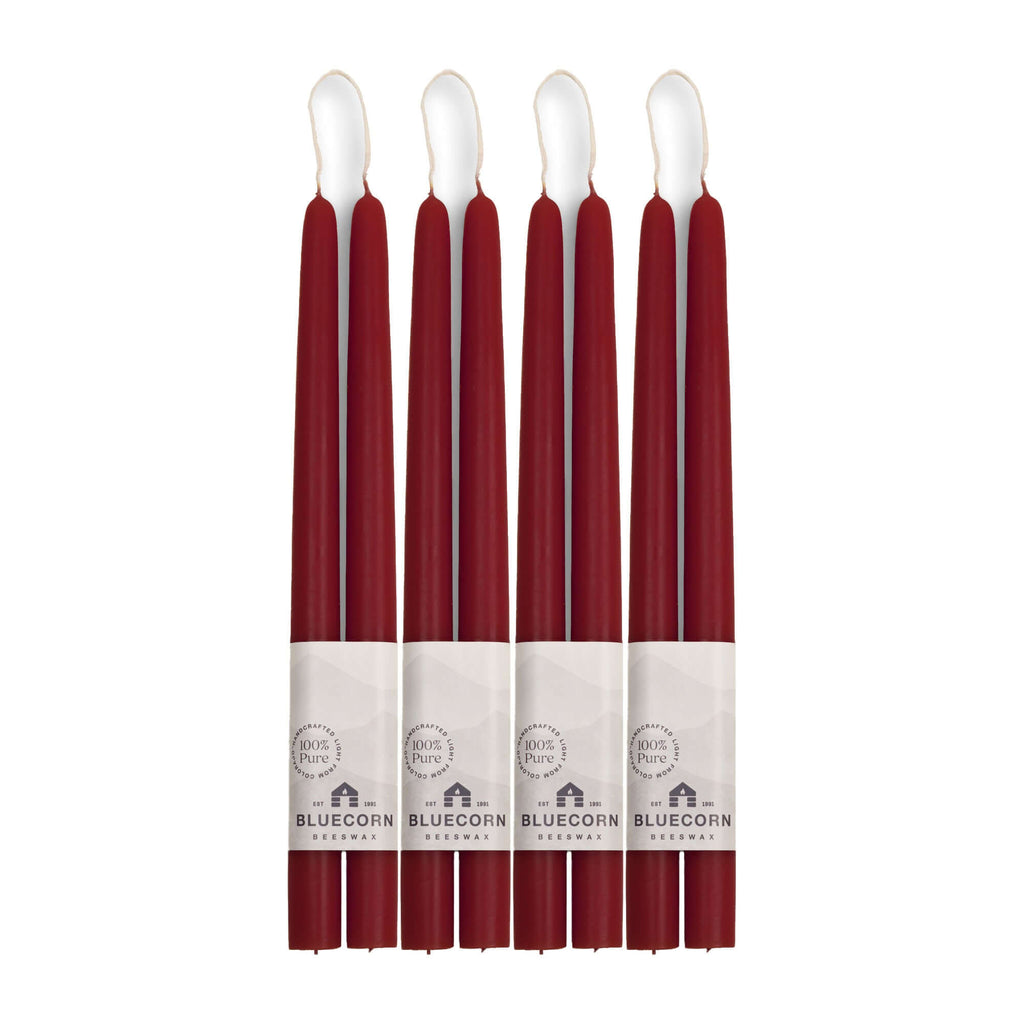 Bluecorn Candles Hand-Dipped Beeswax Taper Candles - Bulk 4-Pair Bundle — detail and construction
