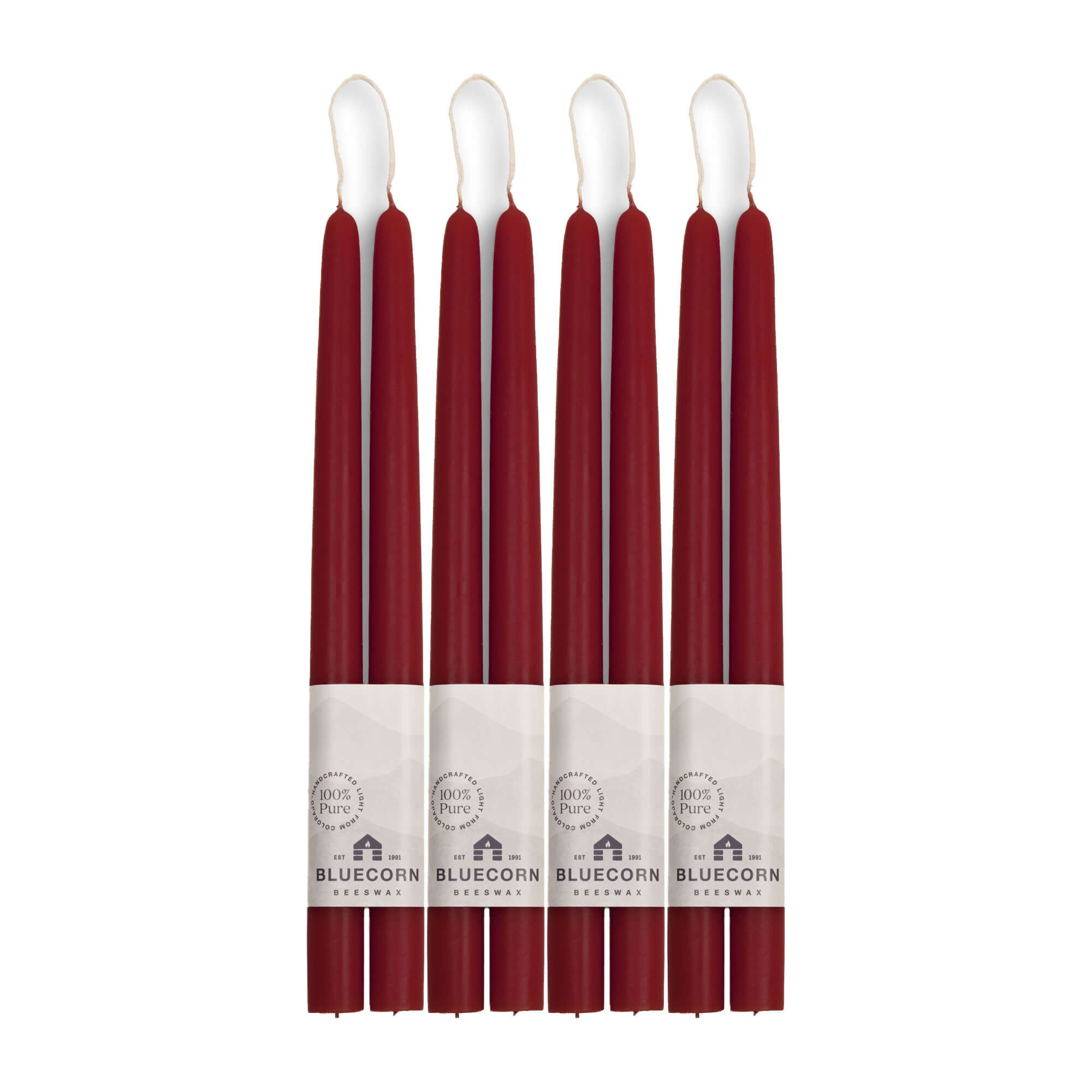 Bluecorn Candles Hand-Dipped Beeswax Taper Candles - Bulk 4-Pair Bundle — detail and construction