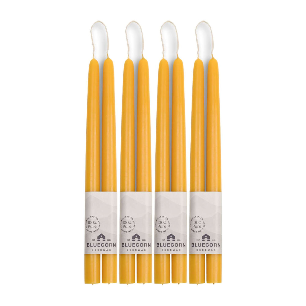 Bluecorn Candles Hand-Dipped Beeswax Taper Candles - Bulk 4-Pair Bundle — main product shot