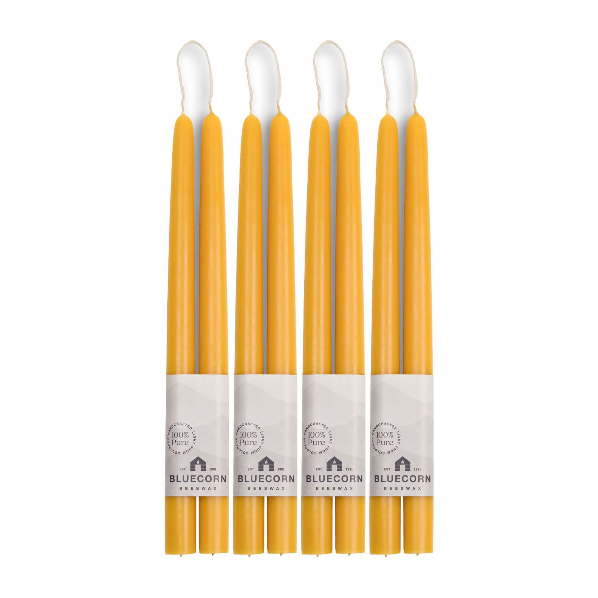 Bluecorn Candles Hand-Dipped Beeswax Taper Candles - Bulk 4-Pair Bundle — main product shot