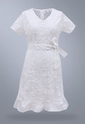 Women Clothing Sexy Lace Lace Up V Neck Dress Short