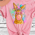 A Blessed Texas Mess Boutique Comfort Color Colorblast Tie Dye Fun Bubble Blowing Bunny — main product shot