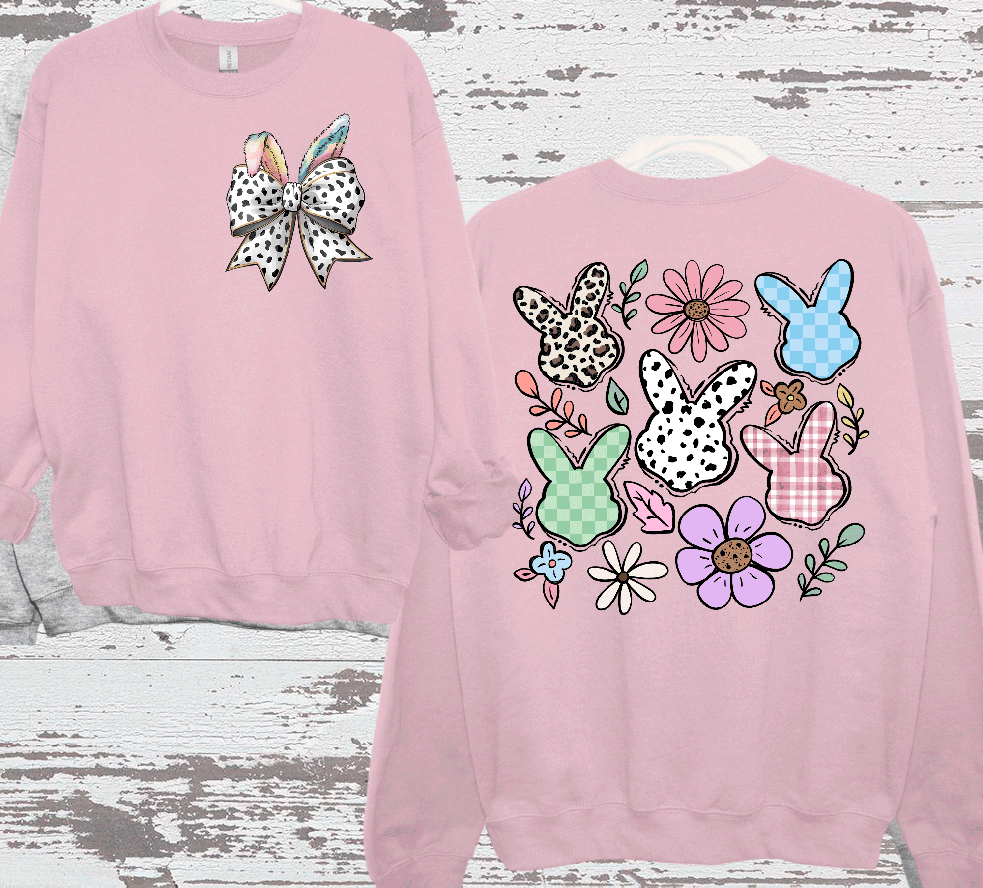A Blessed Texas Mess Boutique Boho Easter Conquette Bow, Easter Bunny Ears, Spring Floral Bunny, Easter… — main product shot