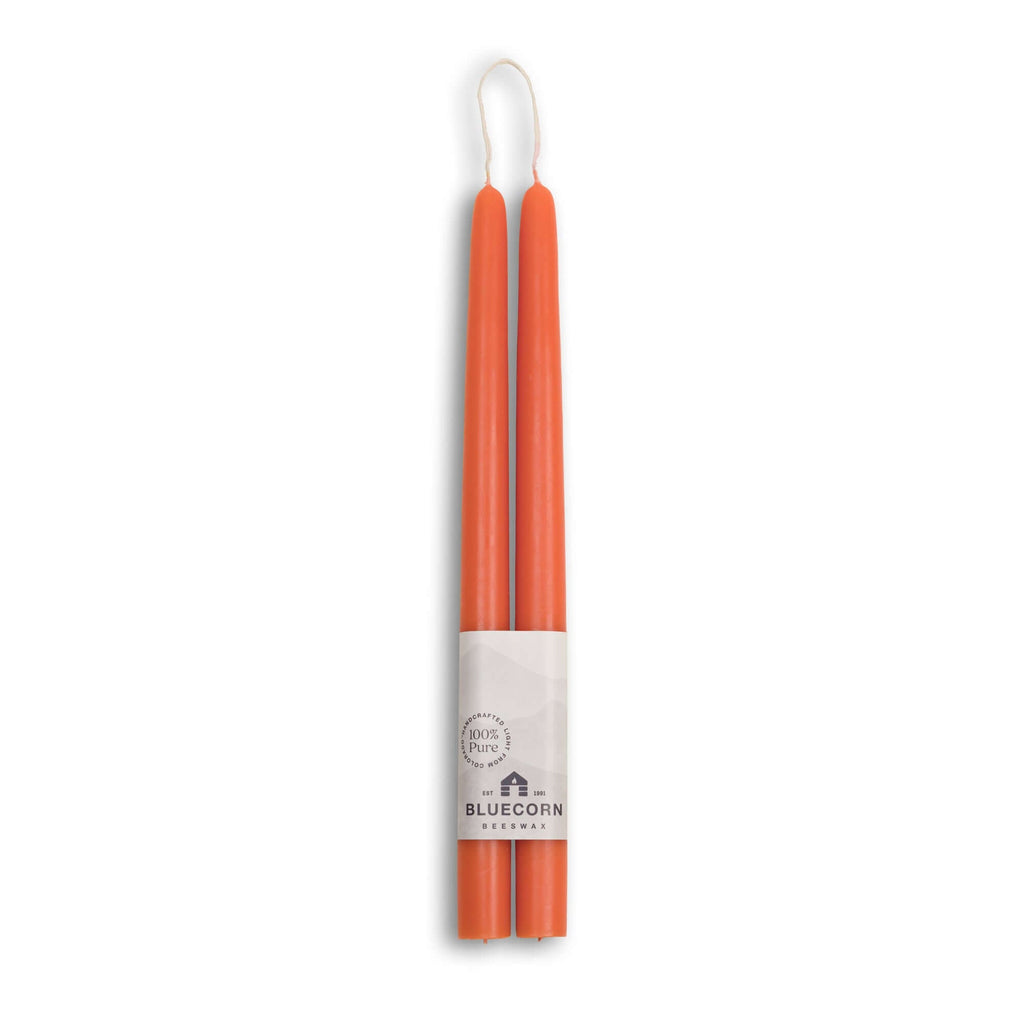 Bluecorn Candles Beeswax Taper Candles - Hand-Dipped - 1 Pair — flat-lay composition