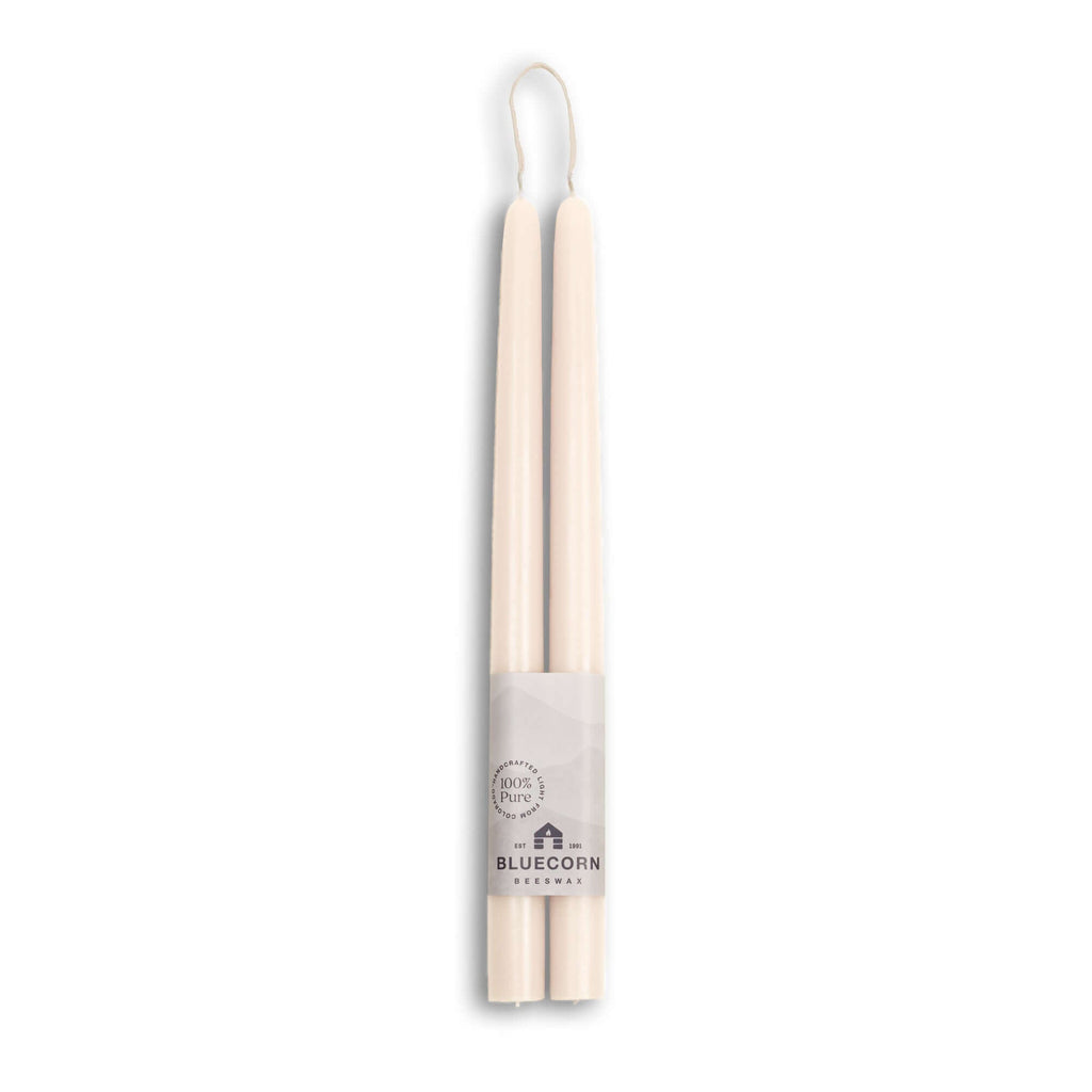 Bluecorn Candles Beeswax Taper Candles - Hand-Dipped - 1 Pair — product on model