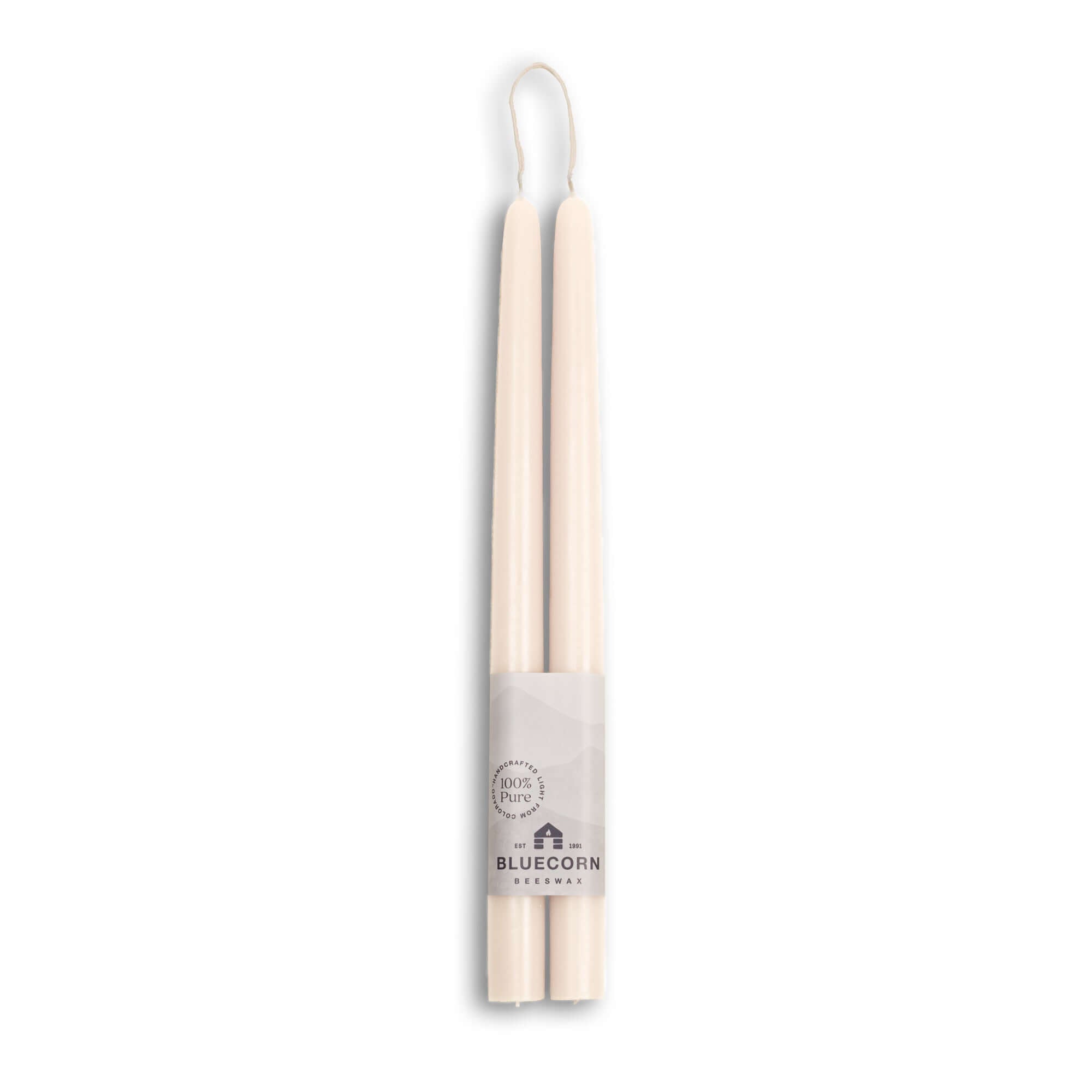 Bluecorn Candles Beeswax Taper Candles - Hand-Dipped - 1 Pair — product on model