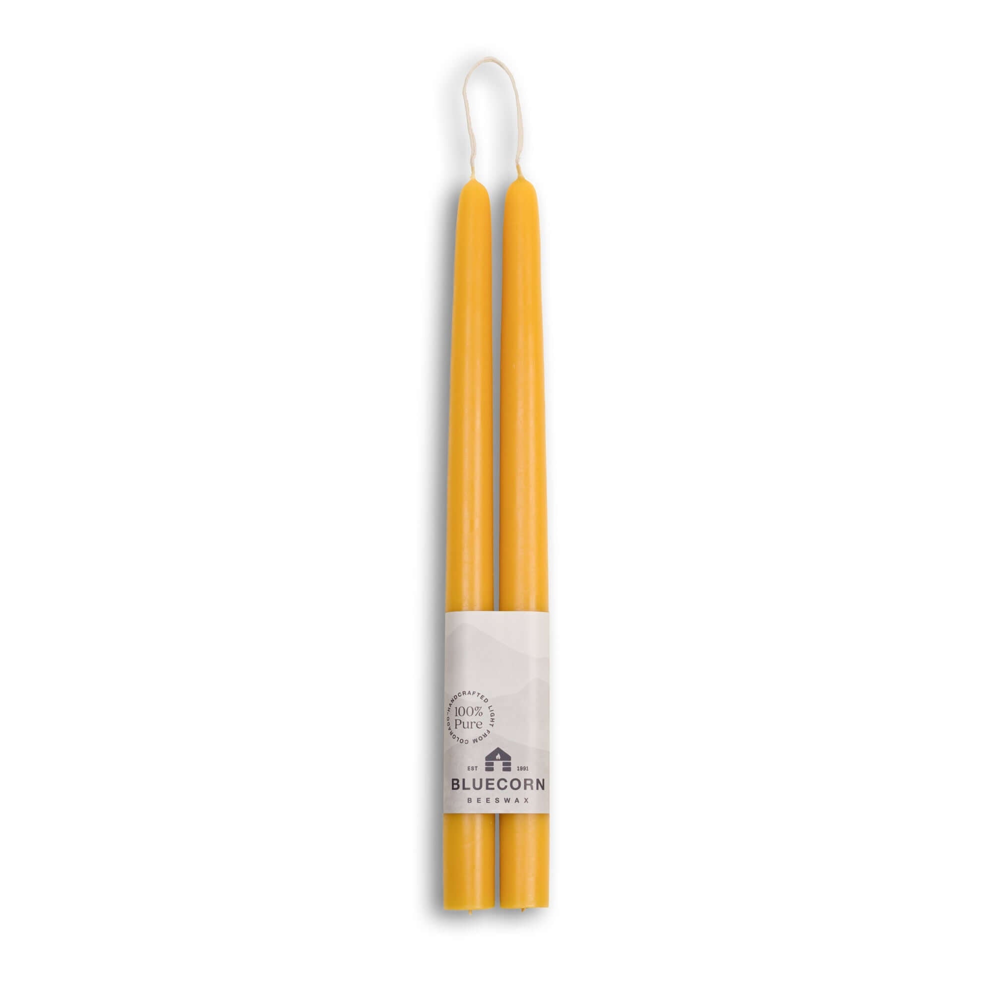 Bluecorn Candles Beeswax Taper Candles - Hand-Dipped - 1 Pair — main product shot