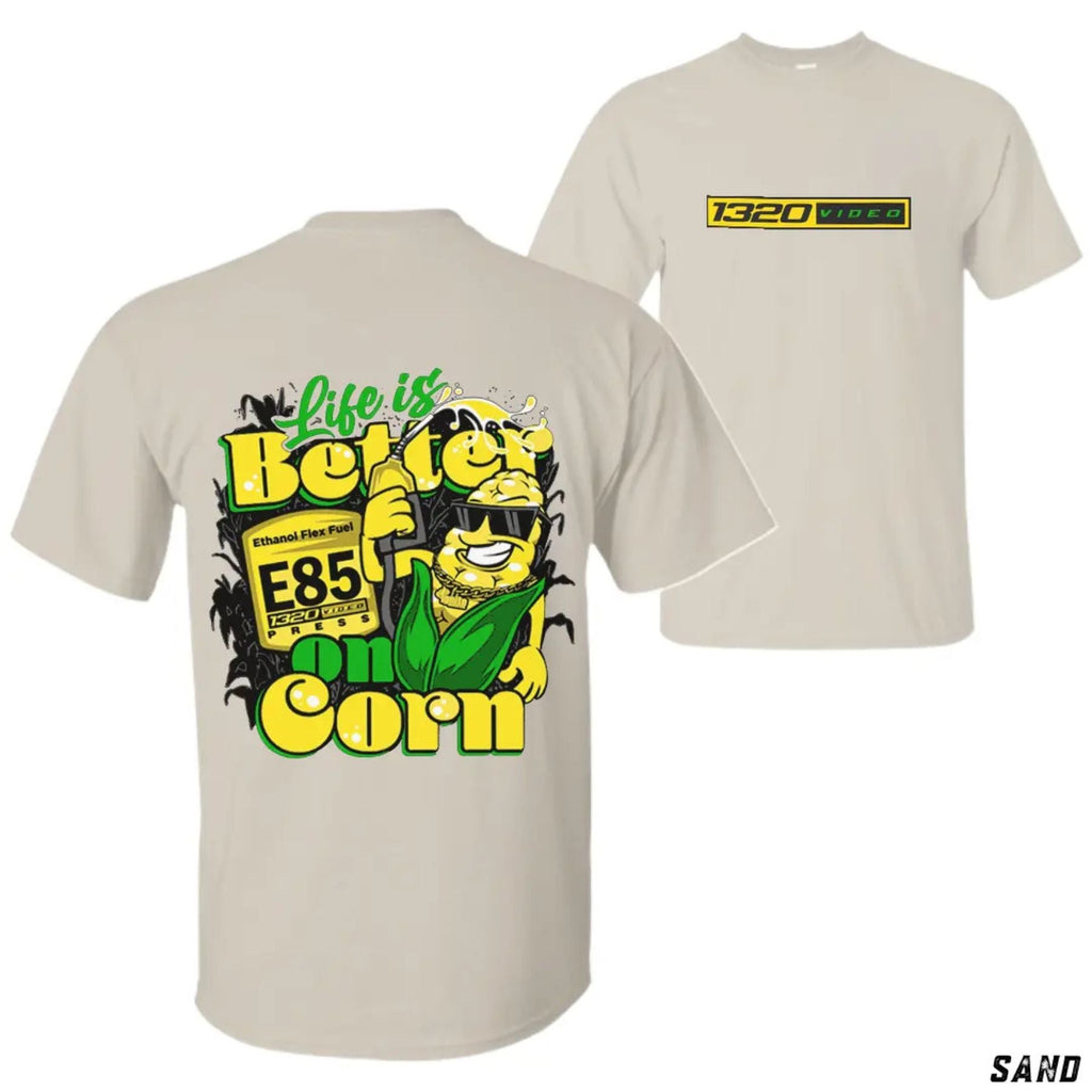 Pasimax 1320 Video "Corn Fuel" T-Shirt - Fun E85 Ethanol Graphic Tee, Street Racing Apparel — main product shot