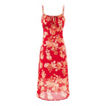 Vacation Red Printed Casual Drawstring Suspender Dress