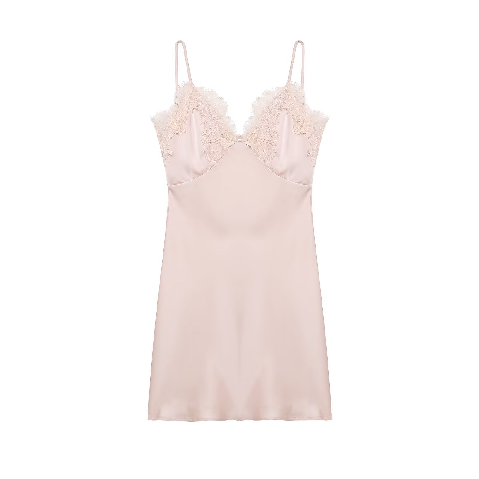 Bella Mia Early Spring Women Clothing Elegant Fashionable Slimming Silk Satin Lace Stitching Cami Dress — main product shot