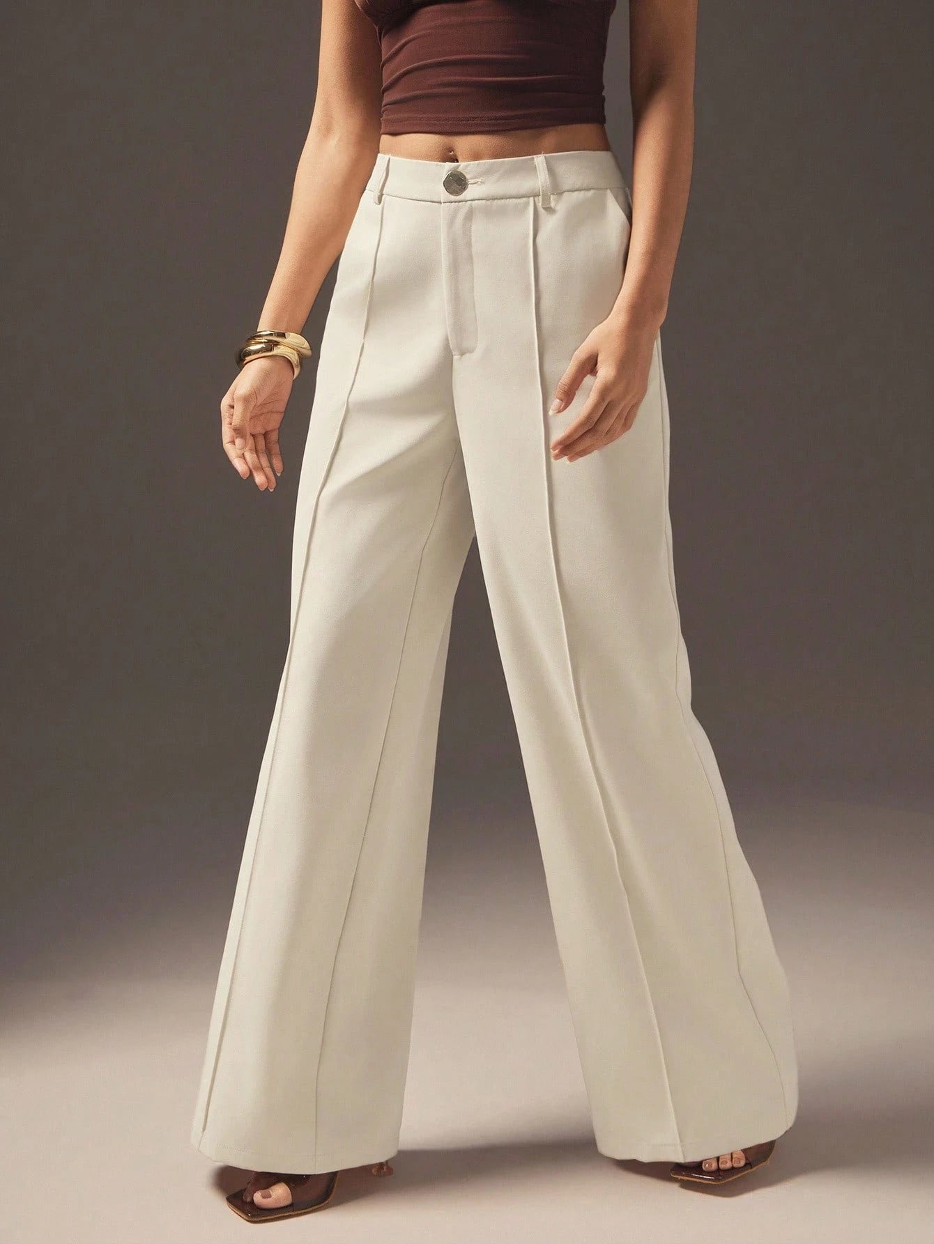Bella Mia Apricot High Waist Slimming Small Women Pants Loose Idle Casual Draping High Grade Autumn Winter Narrow Wide Leg Pants — main product shot