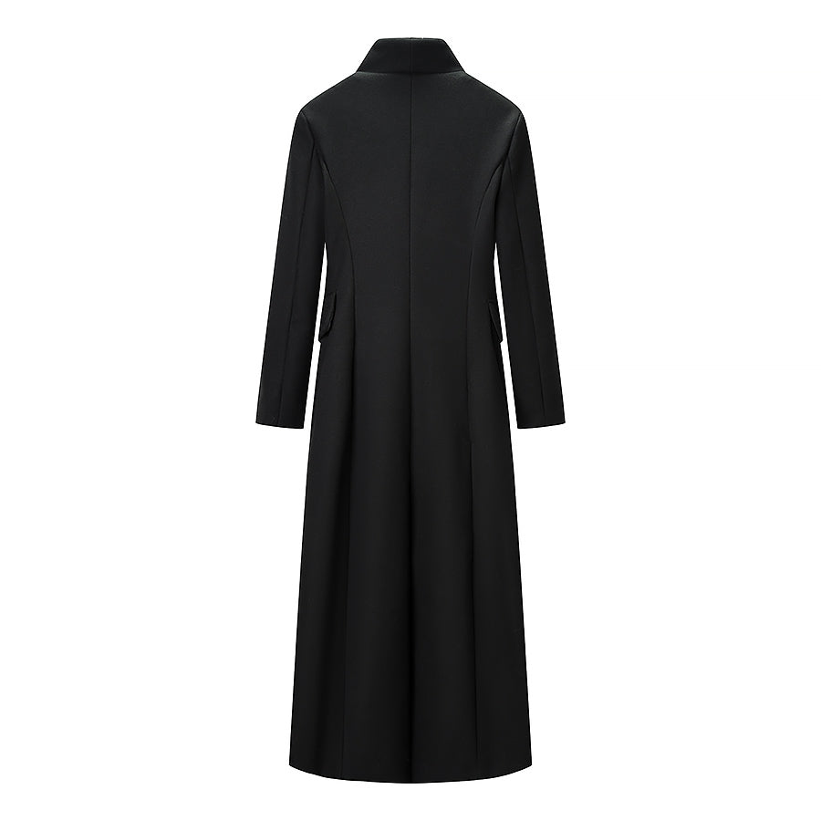 Bella Mia Women Solid Color Slim One Button Long Long Sleeve Collared Coat — lifestyle context