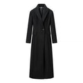 Bella Mia Women Solid Color Slim One Button Long Long Sleeve Collared Coat — branding close-up