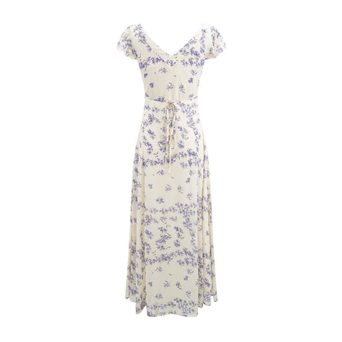 Summer Romantic Atmosphere Super Beautiful Purple Floral Elegant Slim Dress