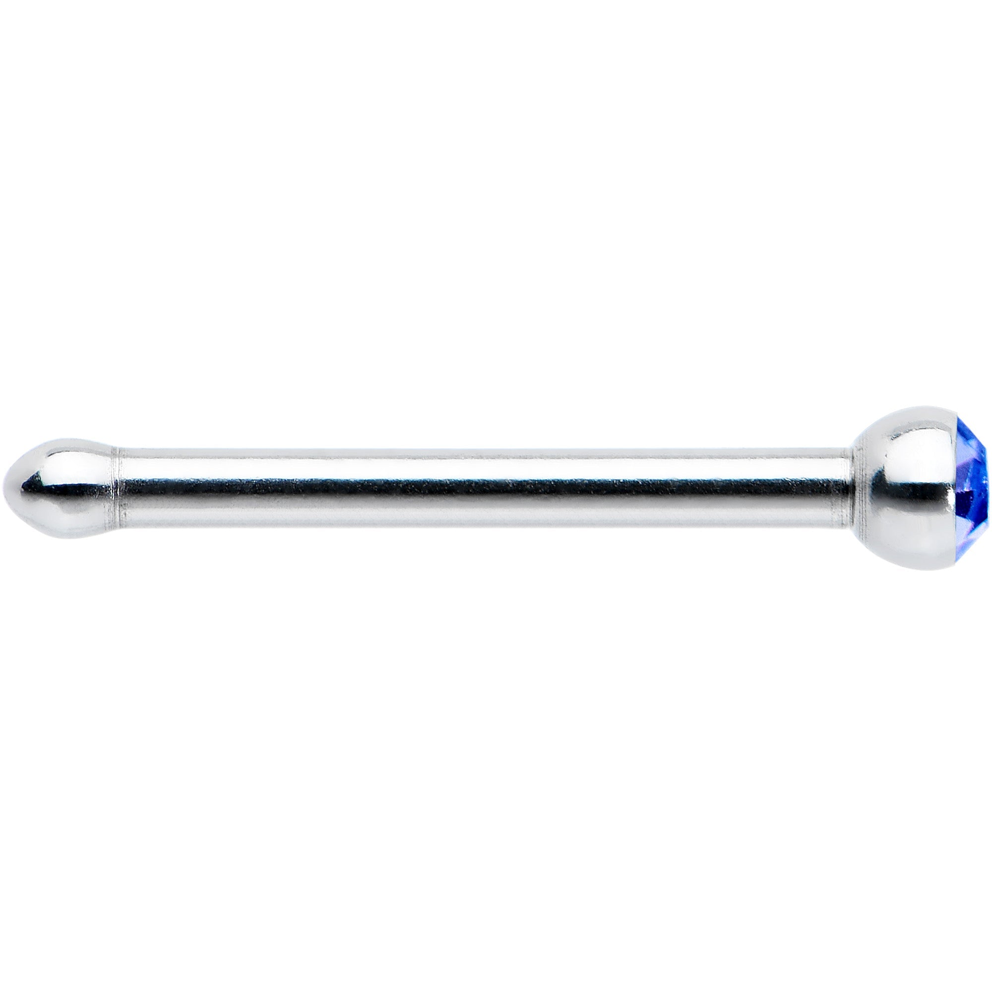 BodyCandy 20G Stainless Steel Sapphire Blue Gem Micro Nose Bone — detail close-up