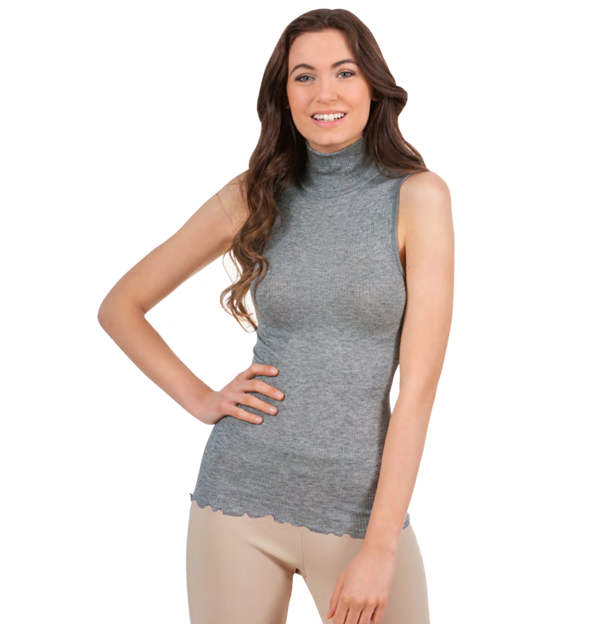 tittimitti EGi Luxury Wool Silk Turtleneck Sleeveless Top. Proudly Made in Italy (1484) — alternative angle
