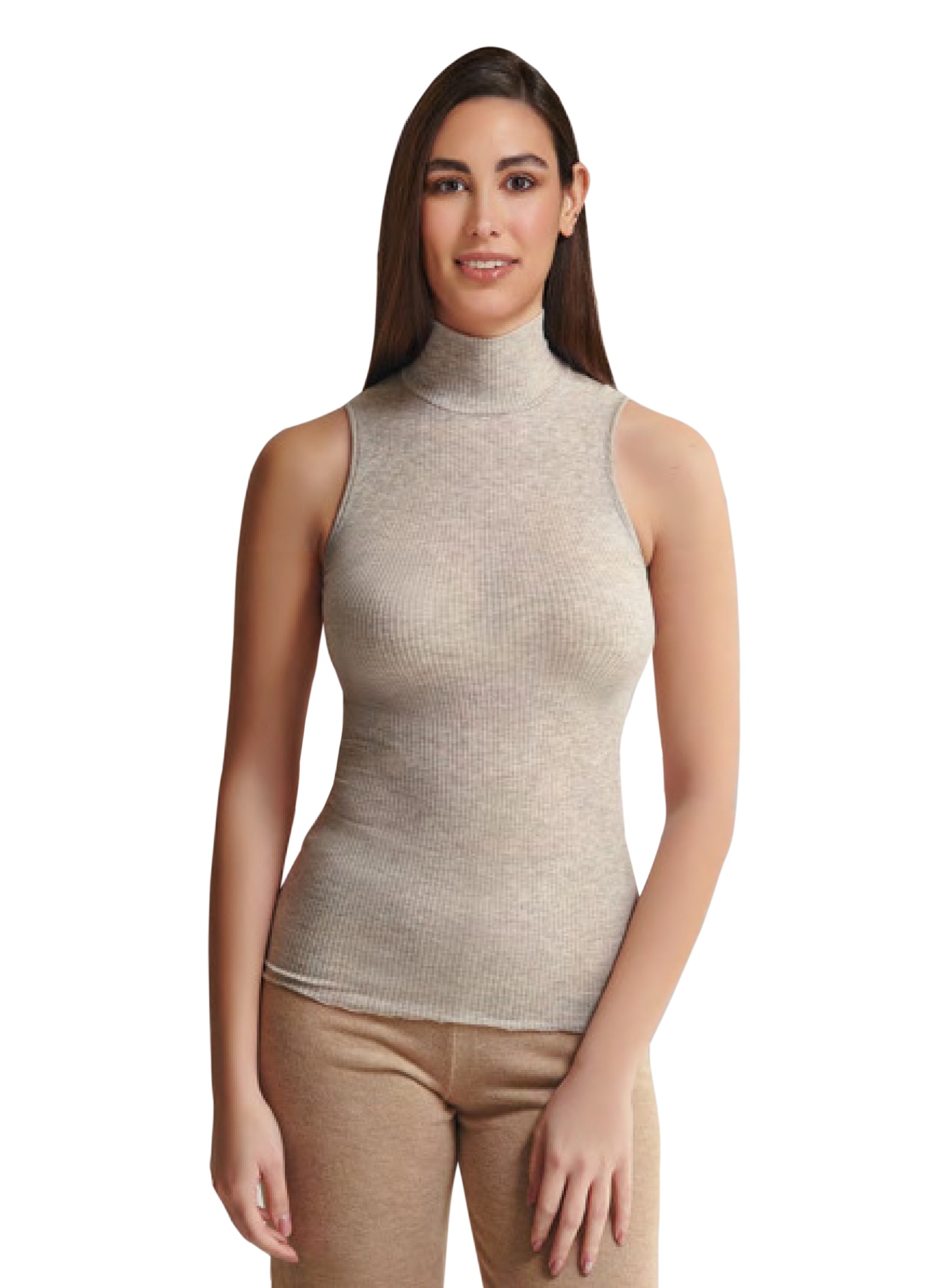 tittimitti EGi Luxury Wool Silk Turtleneck Sleeveless Top. Proudly Made in Italy (1484) — color detail