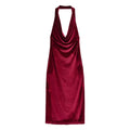 Women Clothing Summer French Design Backless Wine Red Dress