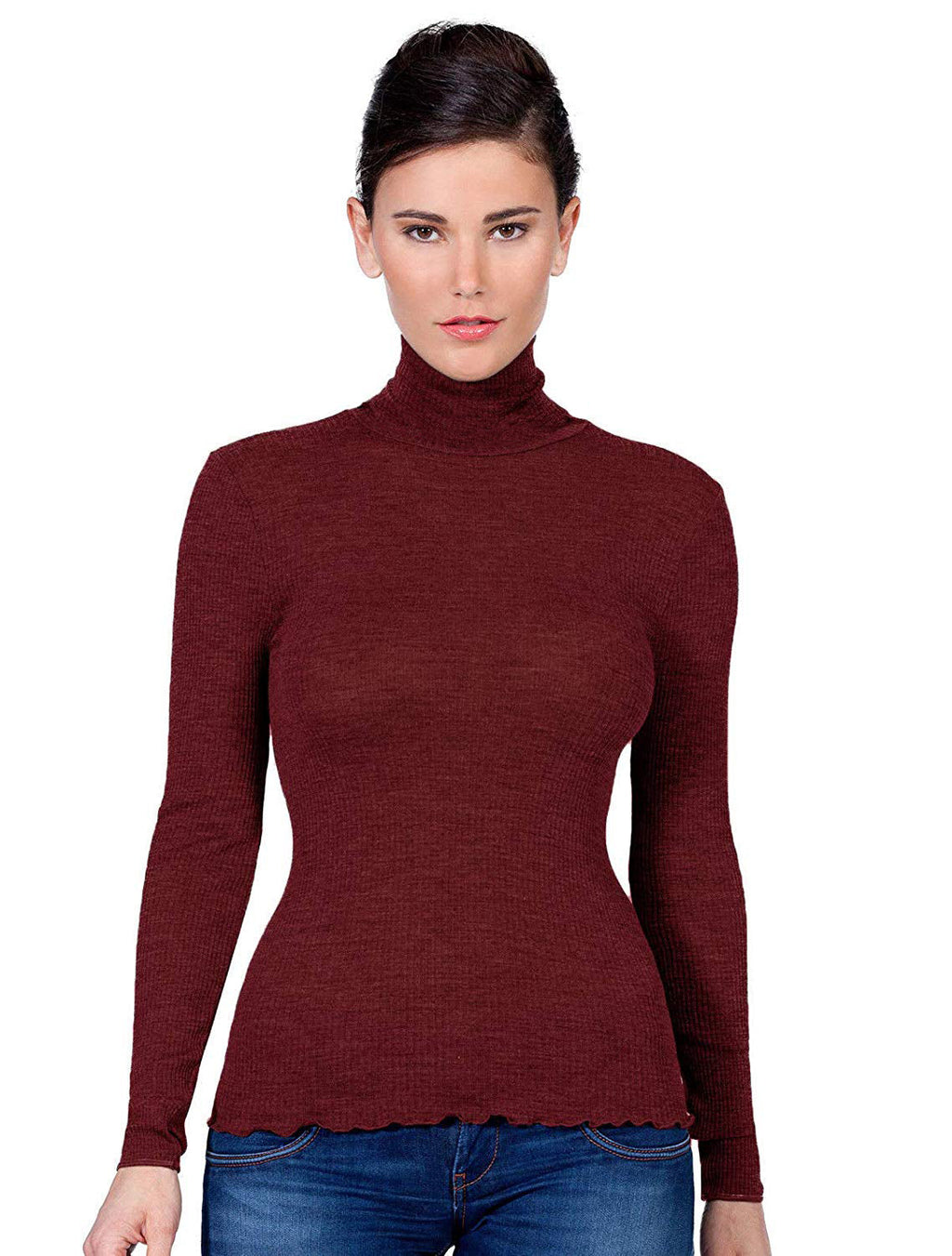 tittimitti EGi Luxury Wool Silk Turtleneck Long Sleeve Top. Proudly Made in Italy (1494) — main product shot