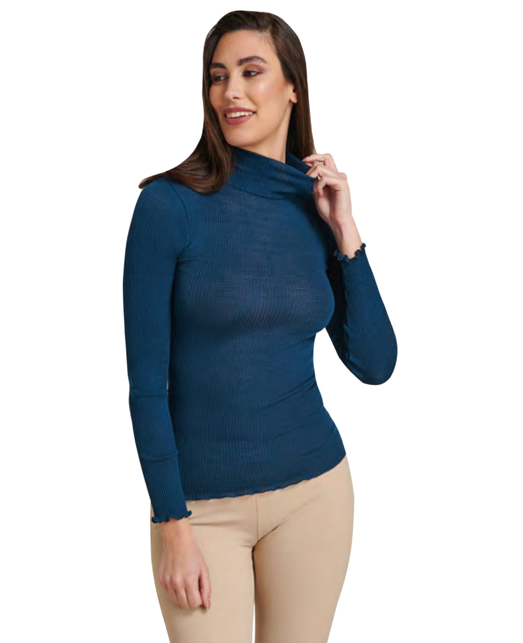 tittimitti EGi Luxury Wool Silk Turtleneck Long Sleeve Top. Proudly Made in Italy (1494) — flat-lay composition