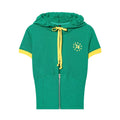 Summer Sexy Design Short Sleeve Zipper Hooded Office Top