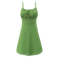 Women Summer High End Floral Strap Waist Controlled Lace Up A Line Dress