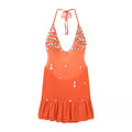 Women Clothing Summer Holiday Fastener Decoration Design V neck Backless Dress