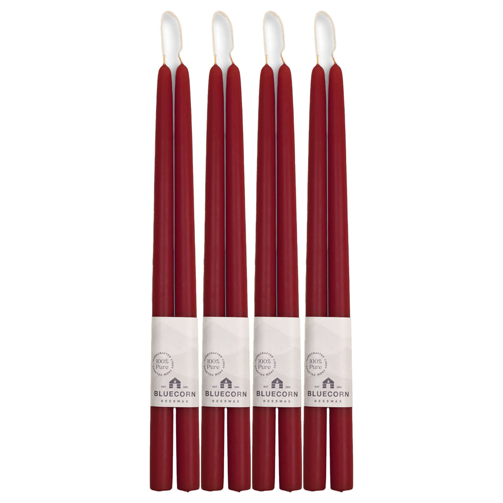 Bluecorn Candles Hand-Dipped Beeswax Taper Candles - Bulk 4-Pair Bundle — in-use context