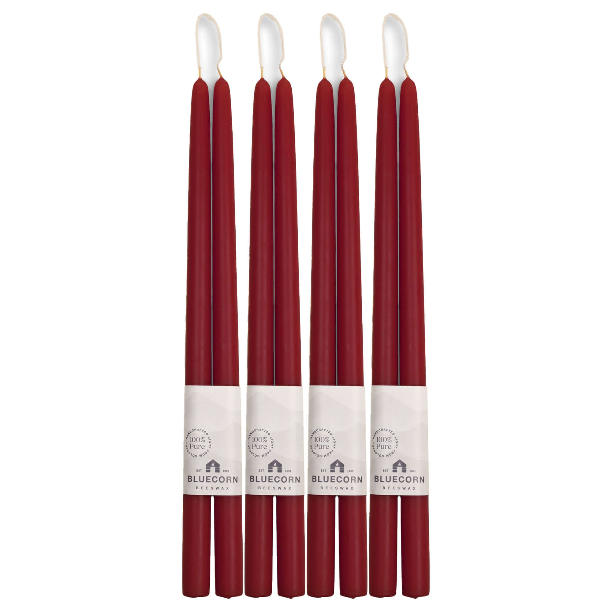 Bluecorn Candles Hand-Dipped Beeswax Taper Candles - Bulk 4-Pair Bundle — in-use context